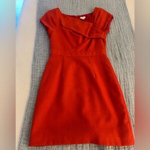 J. Crew Orange/Red Asymmetrical Ruffled Cocktail Dress